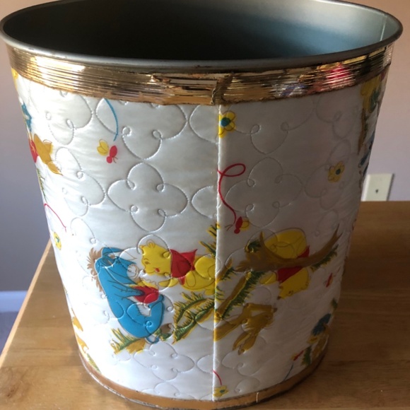 Vintage 1970s Disney Winnie The Pooh Nursery Metal Trash Can Waste Bin Eeyore - Picture 3 of 10